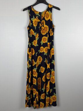 Ms Choice California Dress Womens 8 Blue Sunflower Babydoll Y2K Retro Maxi 90s